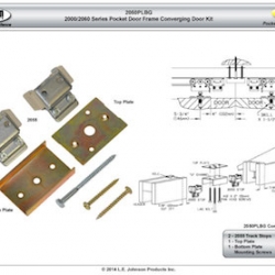 2050PLBG CONV PCKT DR KT 2000SER
FOR USE WITH 2000 SERIES POCKET
DOOR FRAMES.  Contains:  2 ea
2055 Track Stops, 1 ea Top
Plate, 1 ea Bottom Plate,
Mounting Screws
NSSBLT